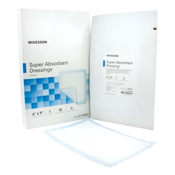 Mckesson Super Absorbent Dressing, 6 x 9 Inch, Sterile, 50PK 61-89569 - main